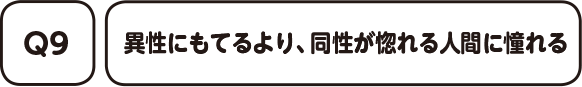 Q9. 異性にもてるより、同性が惚れる人間に憧れる