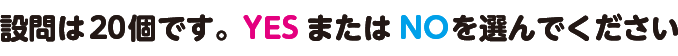 設問は20個です。YESまたはNOを選んでください